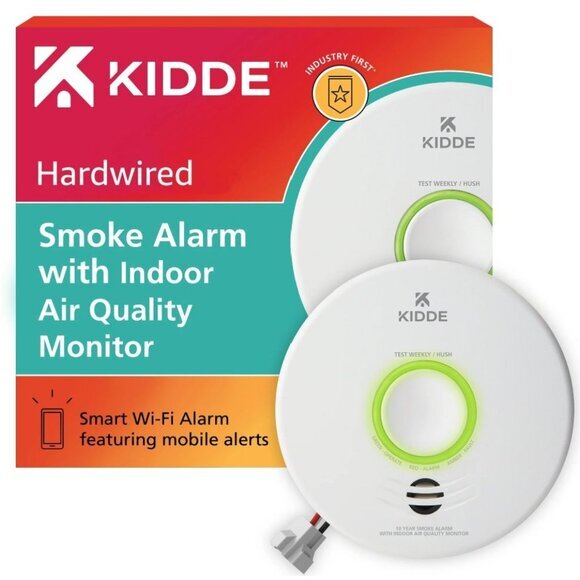 Kidde Hardwired Smart Smoke Detector Indoor Air Quality Monitor & Battery Backup - Picture 1 of 14